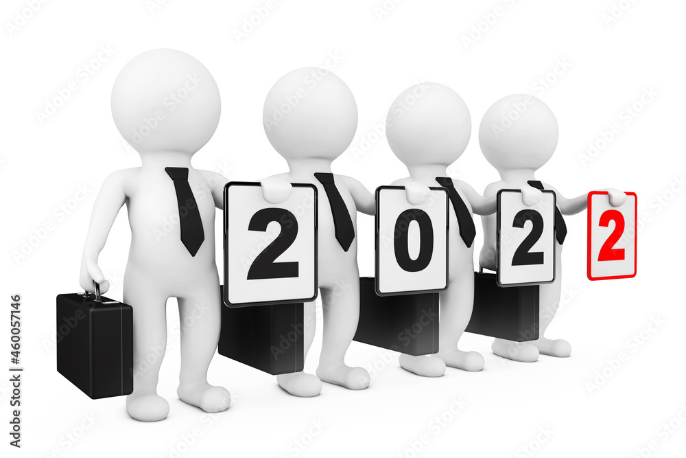 3d Businessmans with New 2022 Year Sign. 3d Rendering 3d Businessmans with New 2022 Year Sign. 3d Rendering