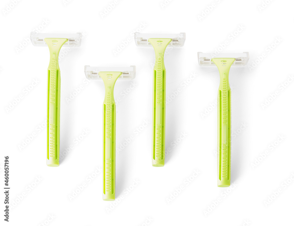 Many razors for hair removal on white background Many razors for hair removal on white background
