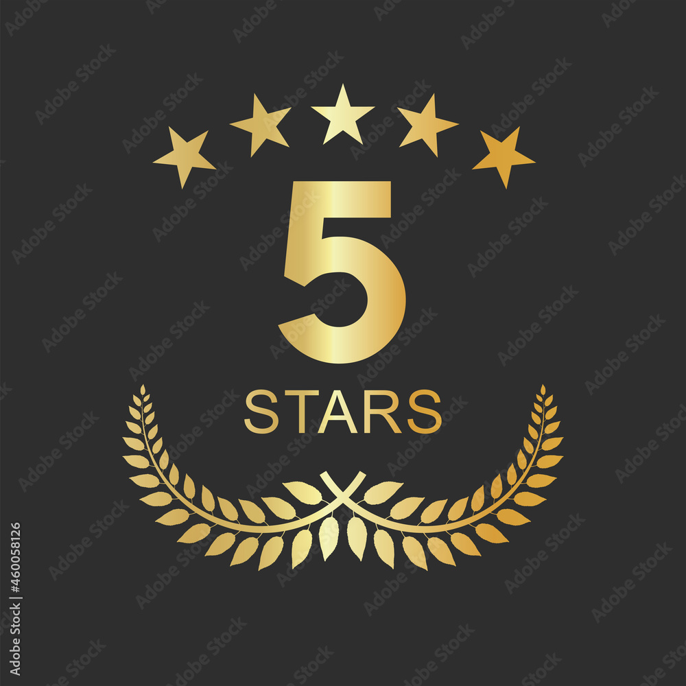 Golden five stars label luxury design for hotel hostel and apartment    