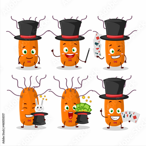 A duvinacovirus Magician cartoon character perform on a stage