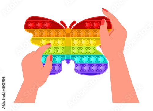 Pop it fidget, antistressor toy vector in flat style. Trendy sensory playthings.