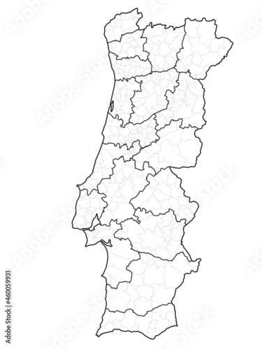 Mapa portugal com regiões e concelhos, distritos