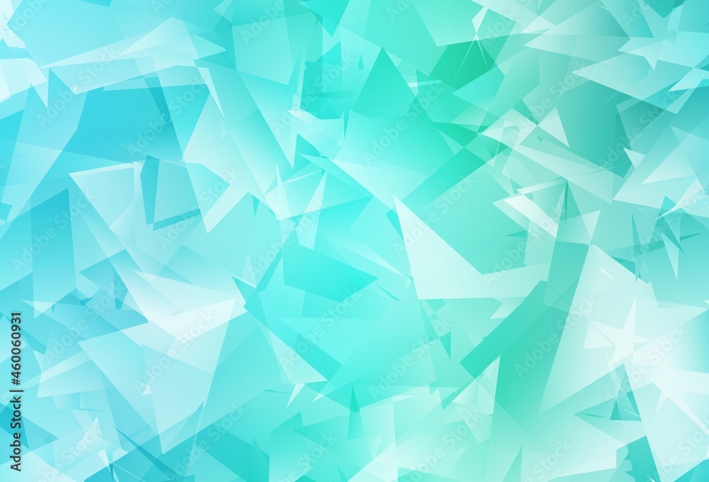 Light Green vector shining triangular backdrop.