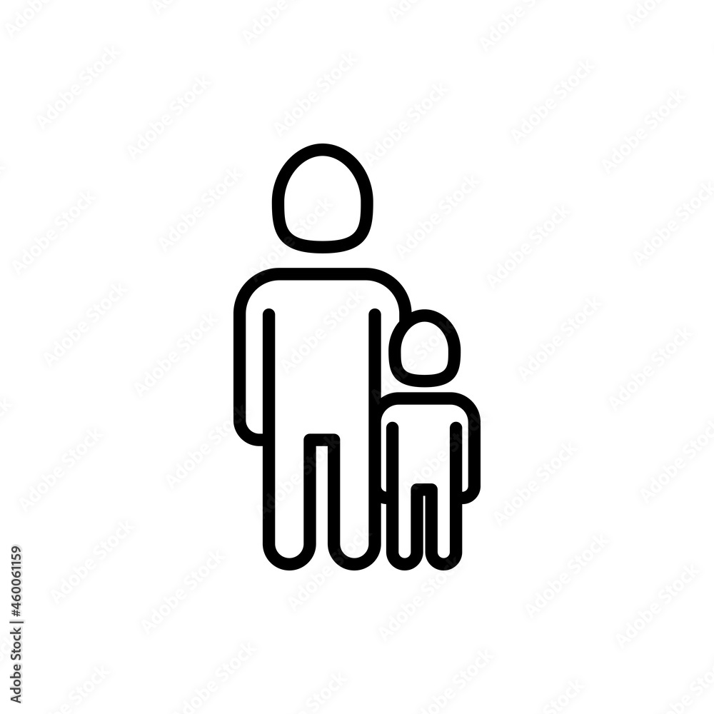 Single father and child thin line icon. Modern vector illustration. Single father and child thin line icon. Modern vector illustration.