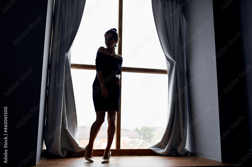 woman model home stained glass window fashion woman model home stained glass window fashion