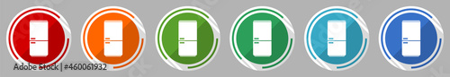 Fridge, refrigerator icon set, vector illustration in 6 colors options for webdesign and mobile applications, flat design symbol