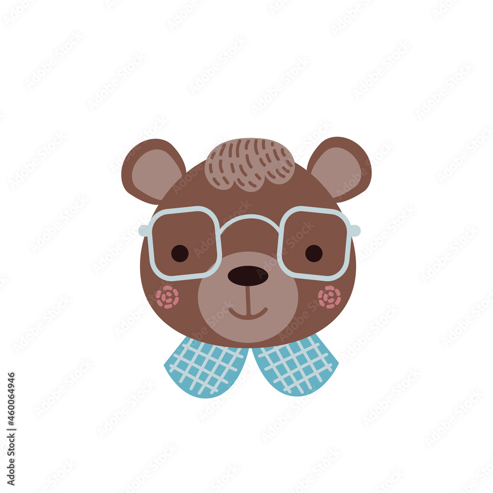 Obraz premium Cute cartoon bear isolated on a white background.