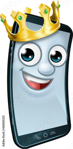 Mobile Phone King Crown Cartoon Mascot