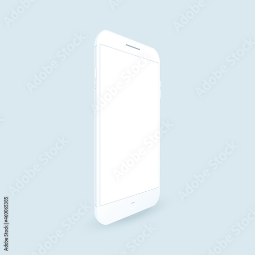 Blank phone screen. Frame of smartphone vector clay mockup.