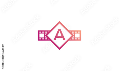 Initial Letter A Square with Reel Stripes Filmstrip for Film Movie Cinema Production Studio Logo Inspiration