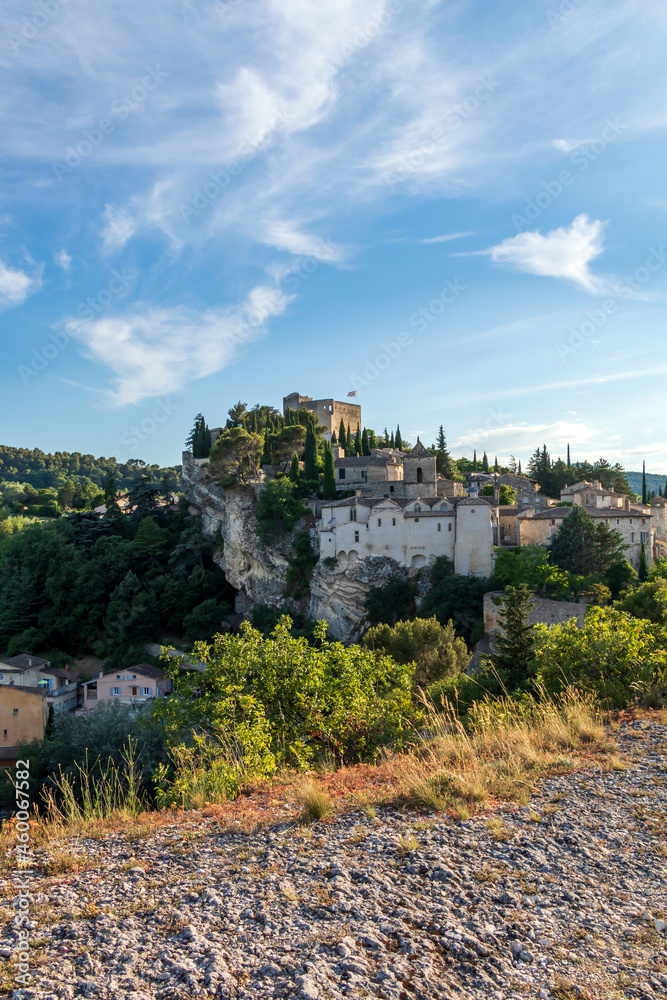 Vaison-la-Romaine, The Haute Ville, the medieval town, perched on the rocky outcrop cliff, Provence, France