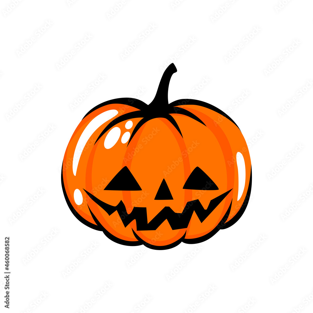 Fototapeta premium Halloween pumpkin face illustration. Cartoon vector character. Funny autumn symbol.