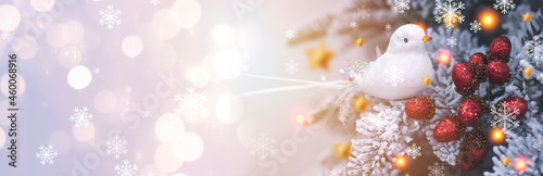 New Year banner with fir br...