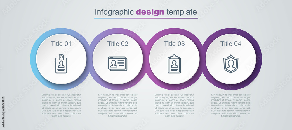 Set line Identification badge, Resume, Clipboard with resume and User protection. Business infographic template. Vector Set line Identification badge, Resume, Clipboard with resume and User protection. Business infographic template. Vector