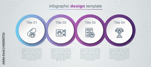 Set line Dog pill, Veterinary clinic, and Pet award. Business infographic template. Vector