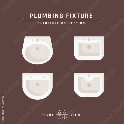 Types of washbasins in flat style, vector