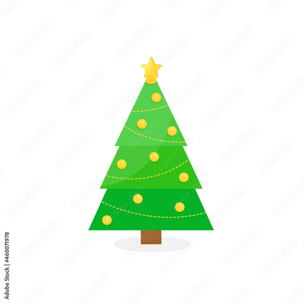 This is a Christmas tree with decorations on a white background. This is a Christmas tree with decorations on a white background.