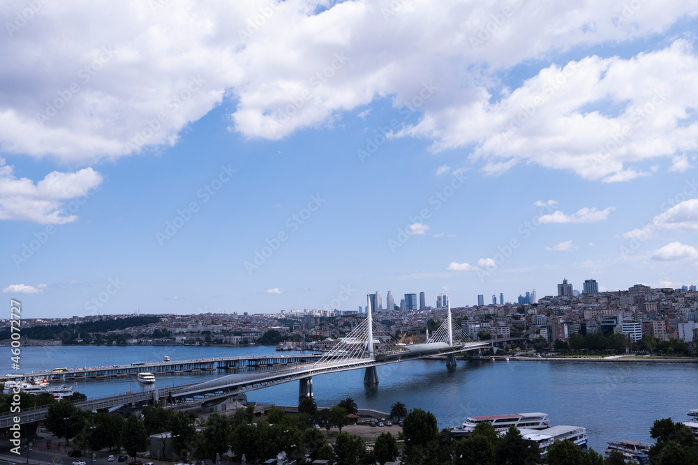 galata metro bridge view in golden horn area