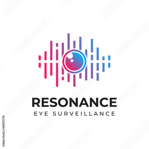 resonance eye surveillance logo, modern and abstract eye vector created with vertical lines