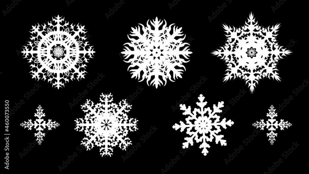Pattern of fast spinning white snowflakes on a black background. Cold wind concept. Animated 4K video. Pattern of fast spinning white snowflakes on a black background. Cold wind concept. Animated 4K video.