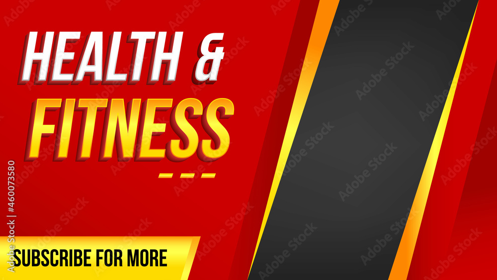Health and Fitness Thumbnail Design with Red and Yellow Theme with Black Background