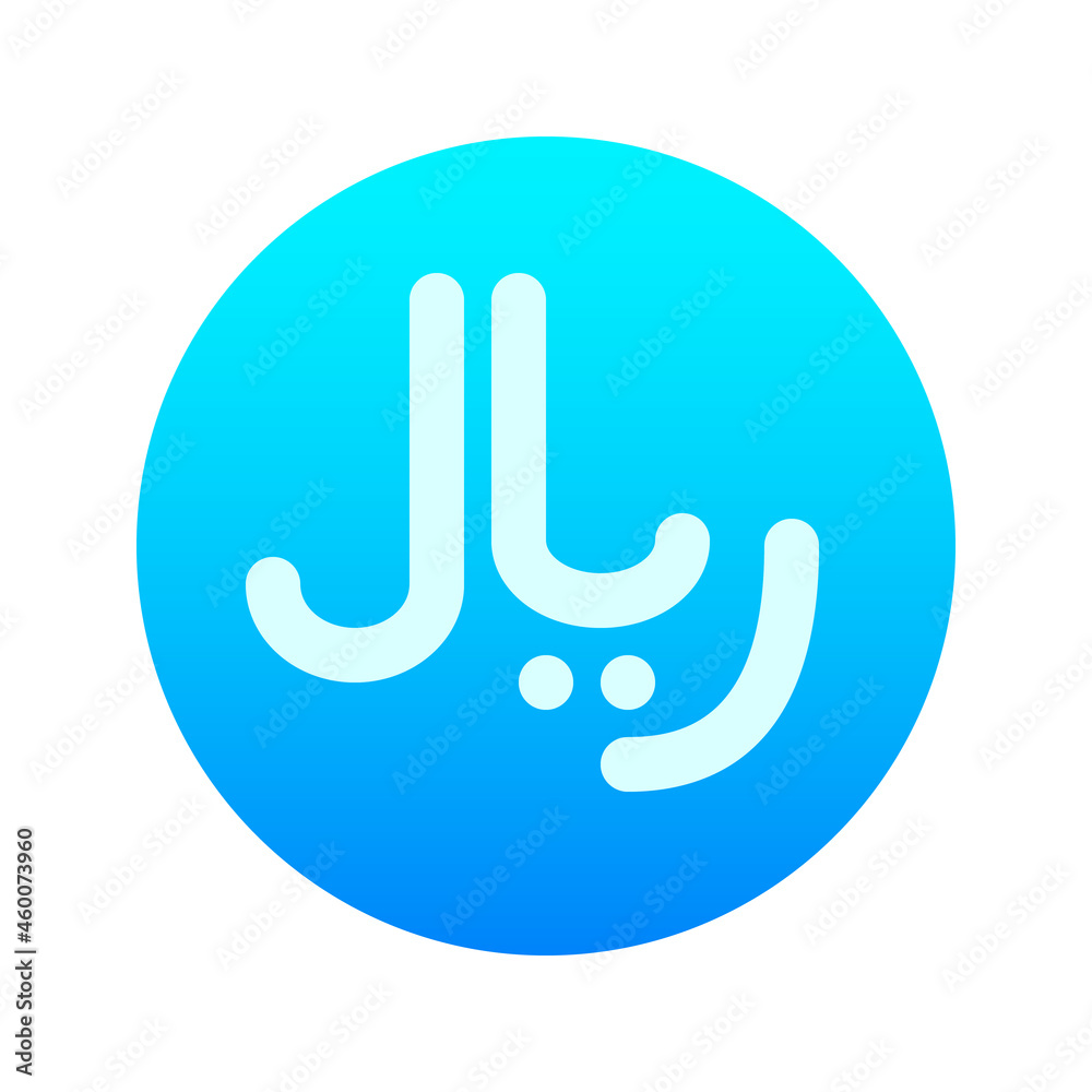 Illustration vector graphic icon of Iran, Saudi Arabia Riyal currency. Gradient Style Icon. Vector illustration isolated on white background. Perfect for website or application design. Illustration vector graphic icon of Iran, Saudi Arabia Riyal currency. Gradient Style Icon. Vector illustration isolated on white background. Perfect for website or application design.