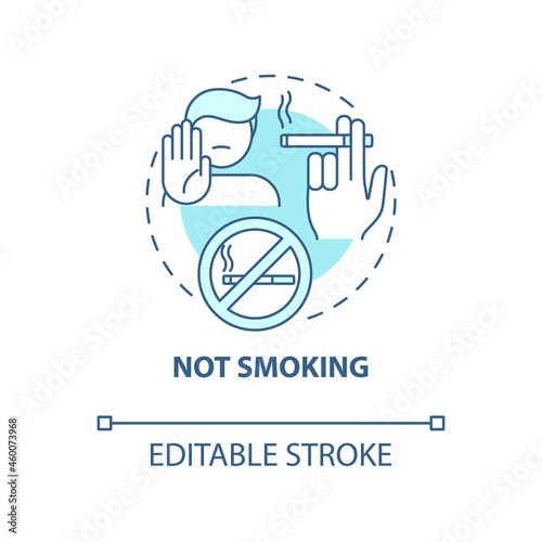 Not smoking concept icon. Hypertension prevention tip abstract idea thin line illustration. Reduce arterial stiffness. Smoking cessation. Vector isolated outline color drawing. Editable stroke