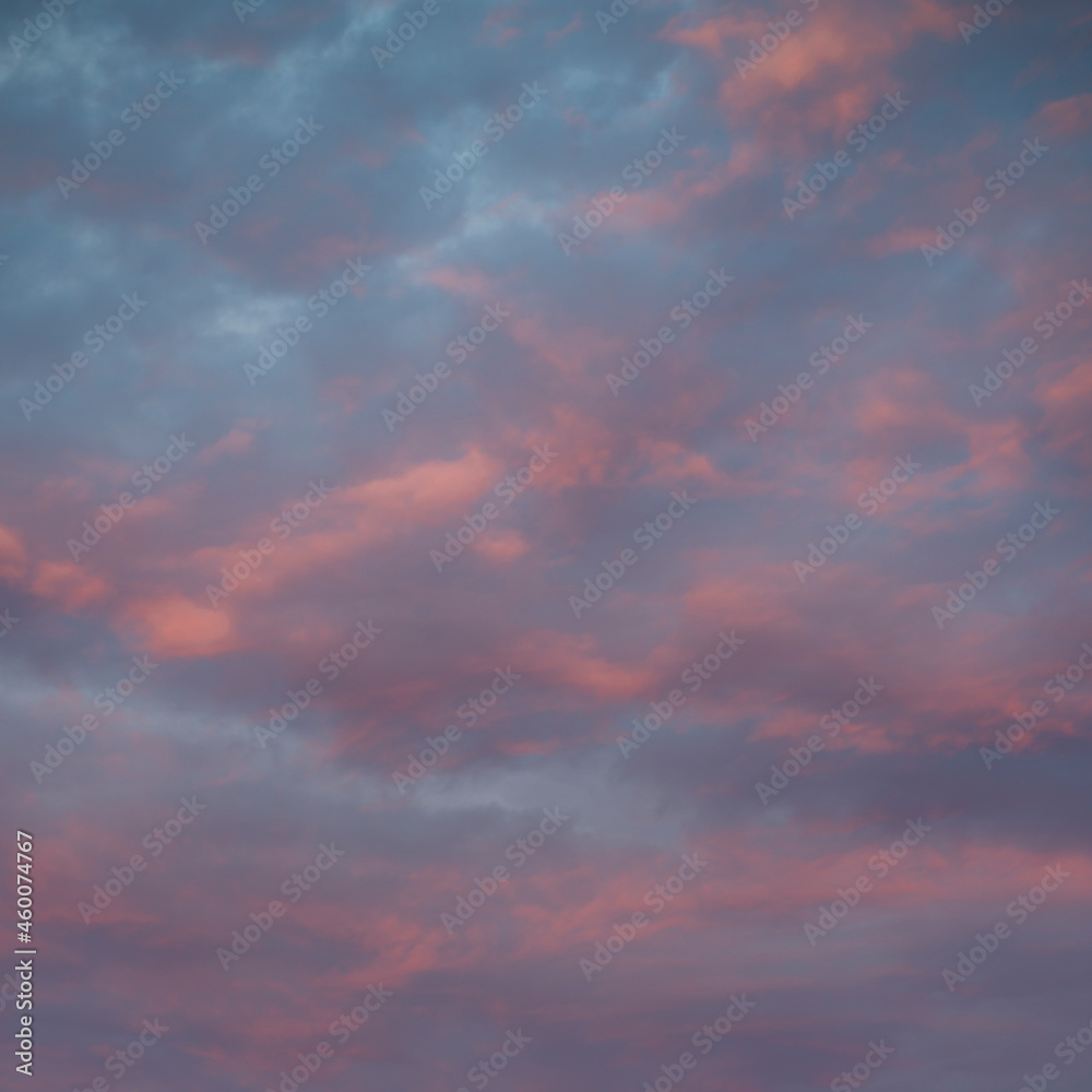 Blue-pink sky with clouds