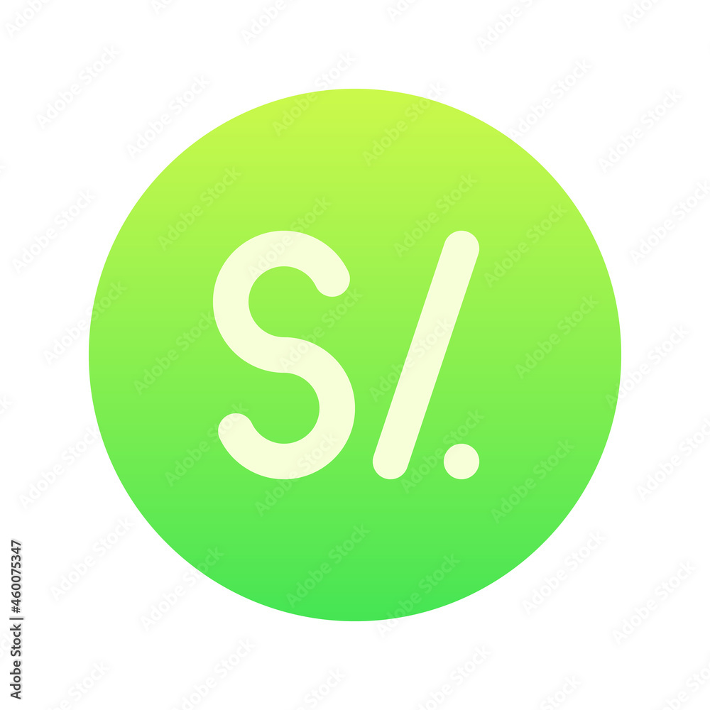 Illustration vector graphic icon of Peru Sol currency. Gradient Style Icon. Vector illustration isolated on white background. Perfect for website or application design. Illustration vector graphic icon of Peru Sol currency. Gradient Style Icon. Vector illustration isolated on white background. Perfect for website or application design.