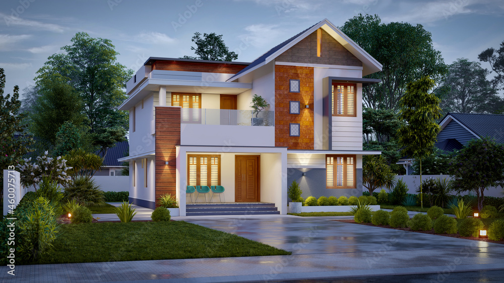 3d illustration of a newly built luxury home