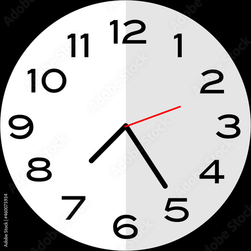 25 minutes past 7 o'clock analog clock icon