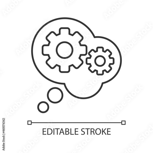 Reasoning linear icon. Draw conclusions. Deductive, inductive reasoning. Constructive explanation. Thin line customizable illustration. Contour symbol. Vector isolated outline drawing. Editable stroke photo