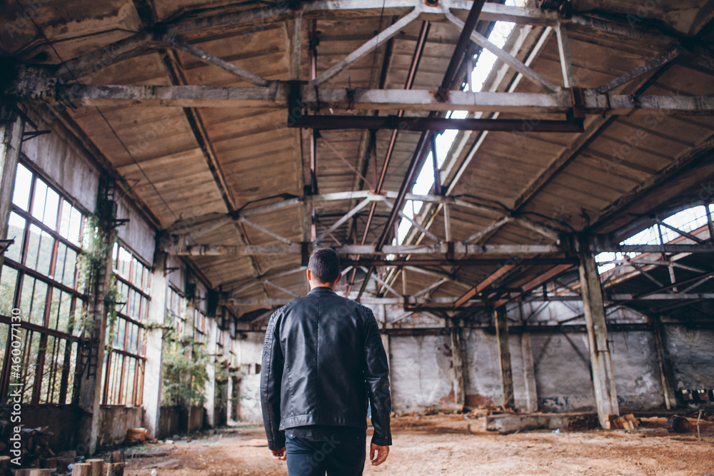 man in abandoned building