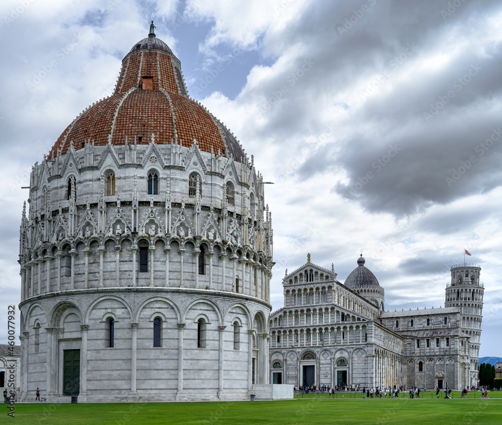 Landscape with the cathedral of Pisa in Italy 