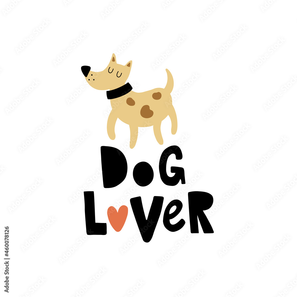 vector illustration of cute dog and lettering text vector illustration of cute dog and lettering text
