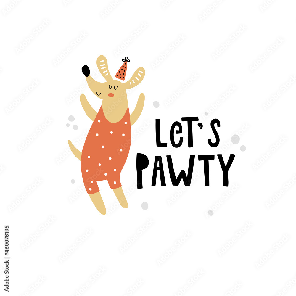 cute vector illustration of dog and lettering text cute vector illustration of dog and lettering text