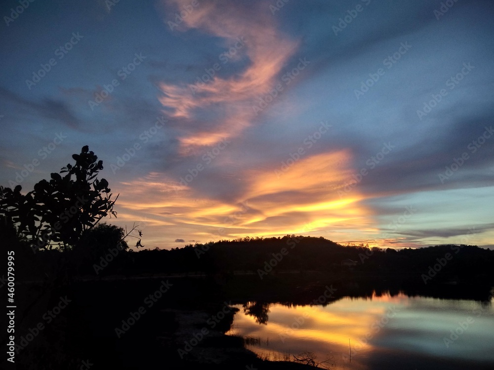 sunset over the river