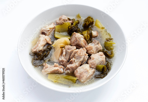 Pork rib soup with pickled cabbage or mustard greens