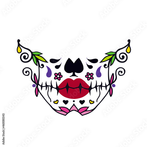 Sugar Face Template Mask Pandemic Protective Mexican Holiday Death Vector Illustration