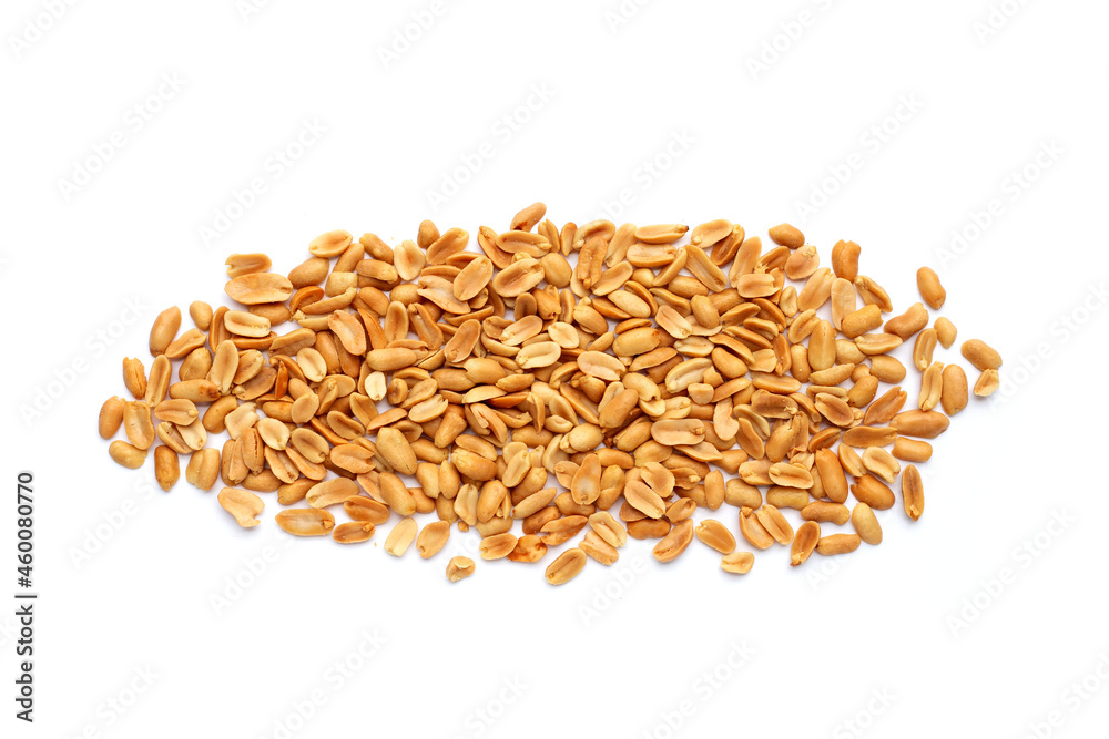 Peeled peanuts on white background. Peeled peanuts on white background.