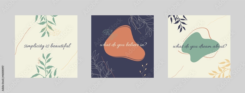 Set of abstract shape backgrounds or patterns. Creative modern graphic design for social media post template. Vector Set of abstract shape backgrounds or patterns. Creative modern graphic design for social media post template. Vector