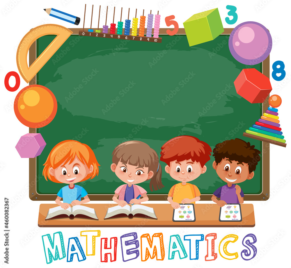 Kids with math icon template Kids with math icon template