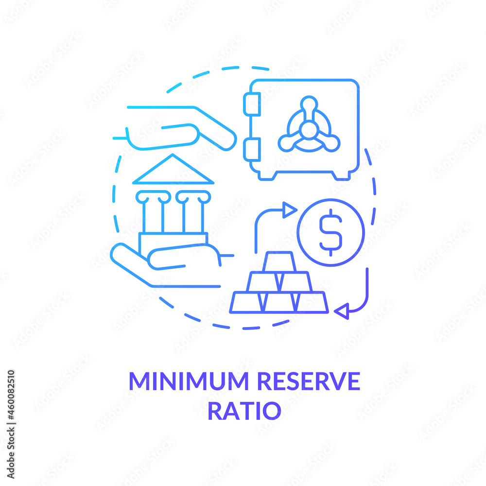 Minimization of reserve ratio concept icon. Bank regulation system requirements. Monetary policy instrument abstract idea thin line illustration. Vector isolated outline color drawing
