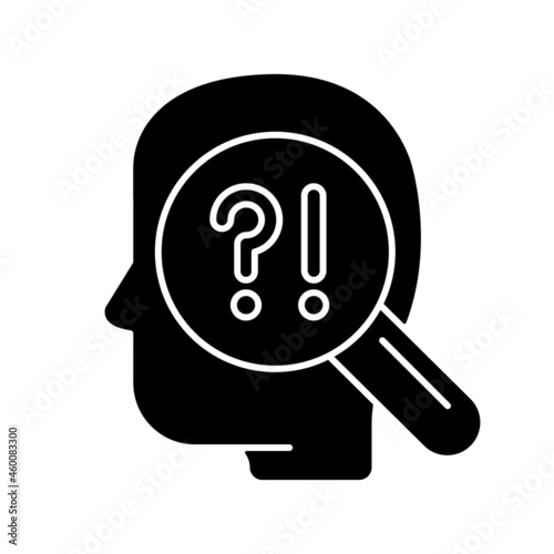 Self monitoring black glyph icon. Gather attention and approval. Adapt in any situation. Manage and control emotions. Self presentation. Silhouette symbol on white space. Vector isolated illustration