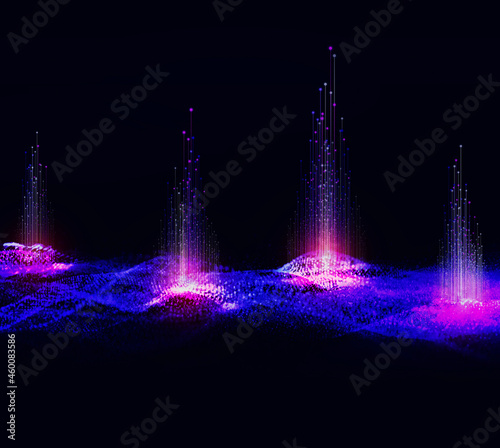 Big Data Concept with Salient Data Points on Digital Matrix photo