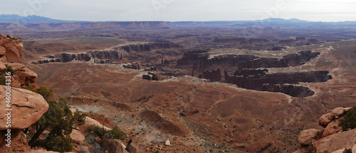 Canyonlands National Park with red rock canyon landscape aerial panoramic view  Utah  United States