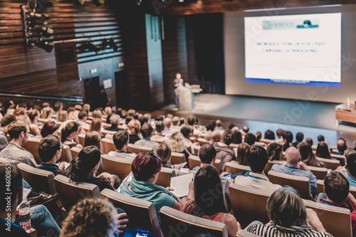 Fotografie, Obraz Business speaker giving a talk in conference hall.