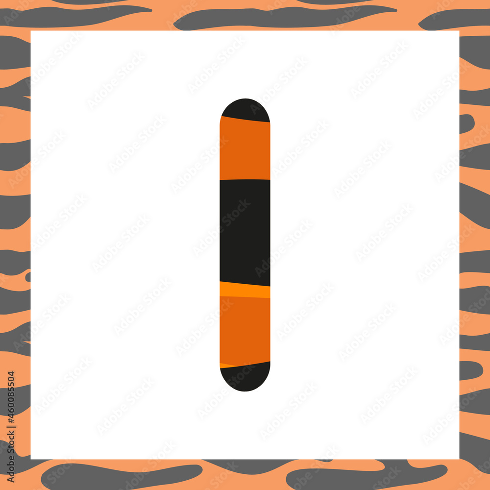 Letter I with tiger pattern. Festive font and frame from orange with black stripes alphabet, symbol for New Year and Christmas Letter I with tiger pattern. Festive font and frame from orange with black stripes alphabet, symbol for New Year and Christmas