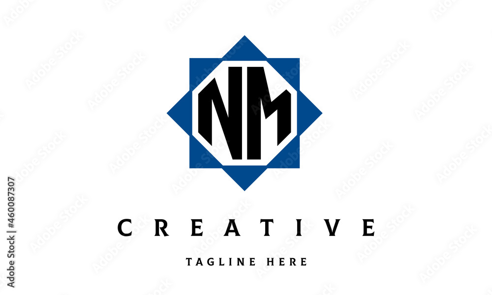 Naklejka premium NM double square latter logo vector
