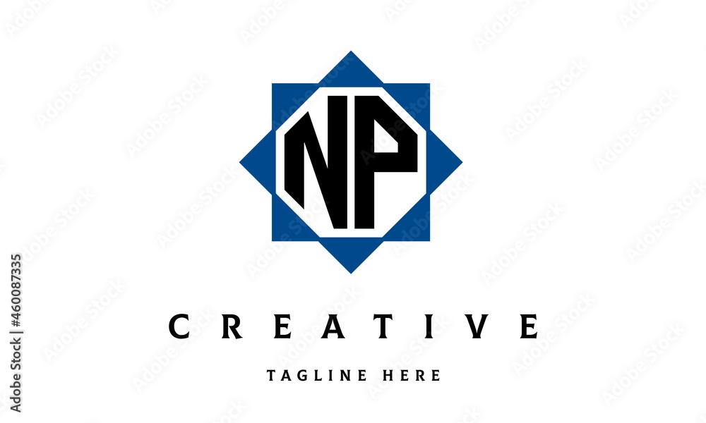 Naklejka premium NP double square latter logo vector
